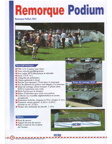 Remorque Porte Podium