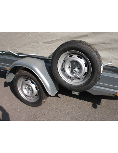 PLM 130 - Kit ridelles tôles 40 cm + Bâche haute 150 cm + Roue de secours et son support (option)