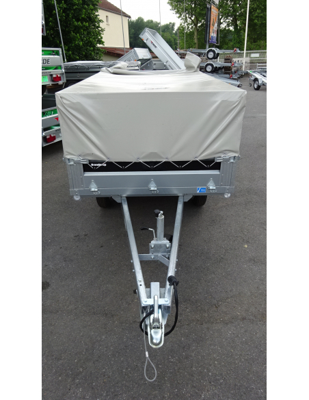 Remorque BRENDERUP 4260 STUB 750 kg - Réhausses grillagées h : 50 cm avec bâche couvrante (option)