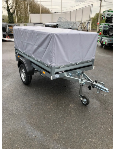 Remorque BRENDERUP 1205S - Réhausses grillagées + bâche couvrante