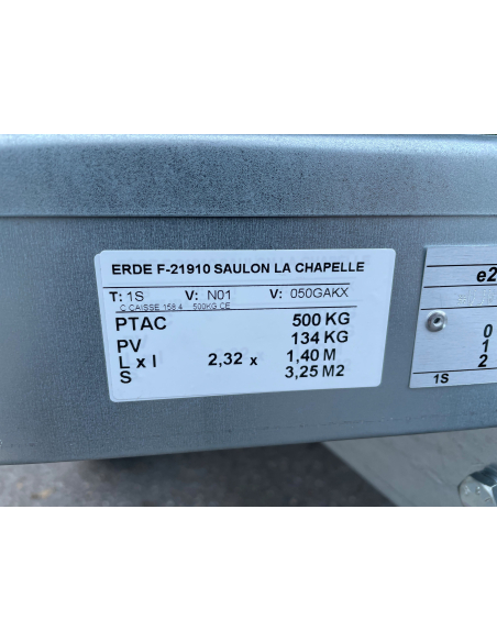 Remorque ERDE Daxara 158 pack capot