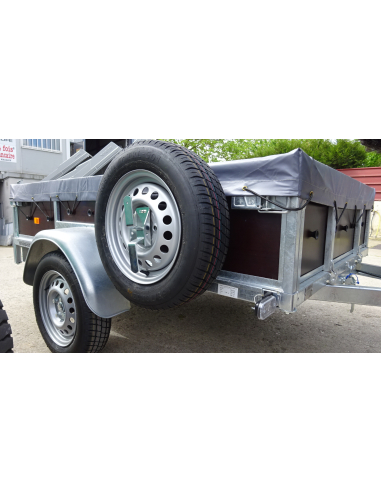 Remorque ERDE EXPERT LCB 201 F + Option : bâche plate, roue de secours et son support latéral Remorque ERDE EXPERT LCB 201 F + Option : bâche plate, roue de secours et son support latéral