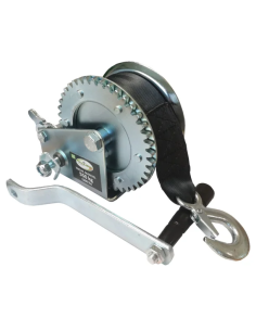 Treuil manuel à cliquet avec sangle polyester 550 kg pour remorque de bateau et jet ski - Résistant à l'eau et à la corrosion