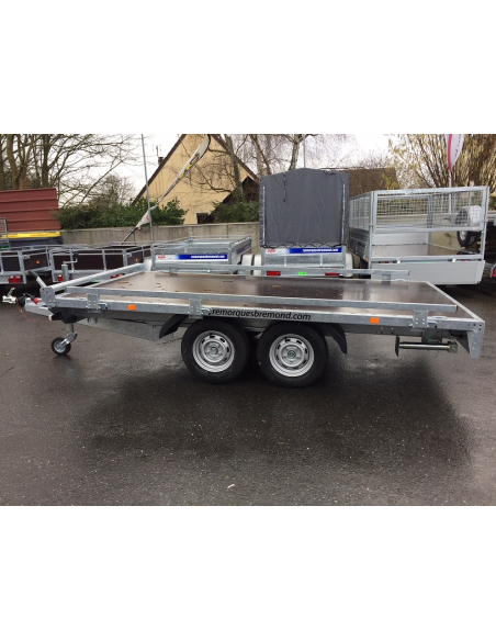 Remorque plateau RIS340F200 - Rambardes , Butée & Rampes de chargement - PTAC 2000 kg
