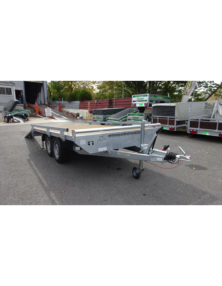 Remorque plateau RIS340F200 - Rambardes , Butée & Rampes de chargement - PTAC 2000 kg